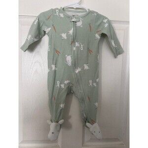 Carters Baby Boy or Baby Girl Green with Bunnies Footie Onesie